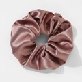Oversized rose gold satin scrunchie with soft pleats and elegant glossy finish - Brown
