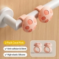 Coral pink silicone door handle bumper protector ring in mushroom shape, two-piece set - Coral Pink (2 Pack)
