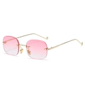Gafas de sol cuadradas sin montura con lentes degradadas rosa y patillas doradas - Montura Dorada Rosa Degradado C2