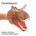 Soft rubber Carnotaurus dinosaur hand puppet toy with realistic brown scales for kids - Bull Dragon Hand Puppet