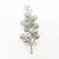 Sparkling silver artificial berry branch with glitter finish for Christmas tree decor - 15-head Foam Berry / Silver