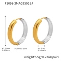 Modern two-tone stainless steel hoop earrings with gold and silver polished finish - Two-tone (F1098-2)