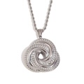 Vintage intertwined silver metal circle pendant necklace with twisted rope chain design - Circle Twisted Pendant Necklace (Silver)