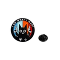 Cartoon black cat enamel pin with I Do What I Want text and black rubber clutch - Rebel Cat