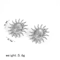 Silver sun and moon celestial earrings made of high-quality stainless steel - Silver Sun Moon Pattern Stud Earrings (TE60185-S)