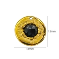 Unregelmäßiger runder Anhänger aus 14K Gold-Edelstahl mit schwarzem Edelstein, 15mm - Schwarzer Achat
