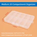 Transparent 10-compartment plastic storage box for small parts and jewelry craft tools - Medium 10-Compartment Box (14.8x10.3x1.7cm)