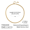 Détail du collier chaîne serpent dorée en acier inoxydable avec mesures techniques - Chaîne serpent dorée (YYN023430)