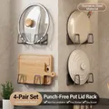Gunmetal grey stainless steel pot lid rack, wall-mounted set of 4 pairs for kitchen - Stainless Steel / 4 Pairs / Gunmetal