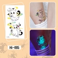 Luminous Halloween ghost and cat temporary tattoo sticker with blue glow effect - Hi-195 Cat Ghost