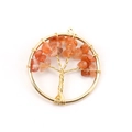 3cm Life of Tree pendant featuring orange natural crystal stones and golden wire wrap - 3cm / Gold + Agate