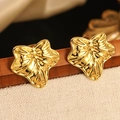 Elegant gold leaf earrings with intricate vein textures for a beach holiday style - Gold Plant Vein Leaf Stud Earrings