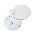 White round folding PU leather pocket mirror with keychain and 9cm diameter size detail - Round White