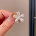Elegant gold flower hair claw with white pearl petals for high ponytail styling - #1 Pearl Hair Clip Approximately 2cm In Diameter