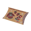Brown kraft paper Christmas pillow candy box with red Merry Christmas print - Scarf and Gloves