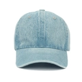 Casquette de baseball classique en denim bleu clair délavé avec design épuré à six panneaux - Réglable / Bleu Moyen & Blanc