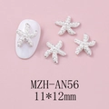 Detailed view of silver starfish nail charms with faux pearls on pink background - Semicircle Pearl Sea Star (AN56)