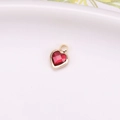 Classic red heart-shaped crystal pendant with gold copper edging for DIY jewelry making - Rose Red