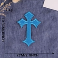 Royal blue embroidered cross patch, 10.3x7cm size for clothing and accessory decoration - Hot Melt Adhesive / Sapphire Blue