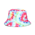 Tie-dye cotton bucket hat featuring a vibrant colorful pattern for sun protection - Multicolor Tie-dye (#04)