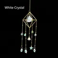 Golden hollow moon suncatcher with white crystal prism and hanging star charms - 3cm White Crystal Wind Chime Pendant