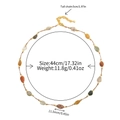 Bohemian multi-color natural stone necklace with 44cm length and gold chain details - Agate Style
