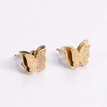 Elegant gold double-layer butterfly stud earrings with matte and polished wing finish - Gold