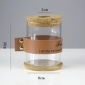 Hydroponic glass vase with leather sleeve and wood base, height 10cm diameter 8cm - Cylinder (8*10cm) with Brown Strap & Bamboo Mat