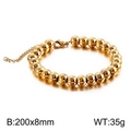Polished golden titanium steel ball bead bracelet with lobster clasp and extension chain - Gold (KB129460-Z)