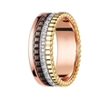 Elegant four-band ring with rose gold, yellow gold, and diamonds in classic quatre style - Style 9