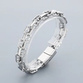 Bracelet double rangée en acier inoxydable argenté avec maillons creux et fermoir magnétique - Style B Couleur Acier (23cm)