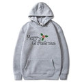 Grey Christmas hoodie with Merry Christmas 2D print and holly patterns for men and women - S / Light Gray