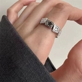 Minimalist 925 sterling silver chain ring in silver color with Good Luck engraving - Good Luck Letter Silver Style(JZ0629)