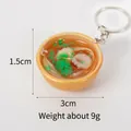 Miniature noodle bowl keychain with shrimp and green onion details, 3cm orange bowl - 3cm Gold Bowl-No.18 (Keychain)