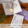 3D pop-up lavender bouquet greeting card with purple envelope and sealing sticker - Style F-Purple Dream