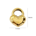Detailed size view of golden heart-shaped lock pendant measuring 14mm by 11mm - Heart Lock