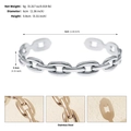 Bracelet jonc ouvert irrégulier plaqué or 18 carats en acier au design de chaîne - Style Argenté Fin (BS-J5641S) / Hauteur 0.8cm
