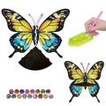 DIY diamond painting butterfly wall shelf with black tray and 15 colorful rhinestone kits - Yellow Blue Black Butterfly
