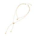 Double-layered gold stainless steel necklace featuring delicate butterfly charms and lobster clasp - 6# Butterfly