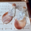 2505009b Orange-pink Oval Exaggerated Geometric Earrings (s925 Silver Needle)