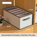 6-grid grey fabric wardrobe organizer for thick pants and sweaters, 44x25x17cm size - 6 Grids No Lid/44x25x17cm / Gray