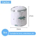 Cylindrical mesh laundry bag with green cactus print for bras and delicates, 17x15cm size - Bra Bag 15*17 - Cactus