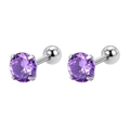 Paire de puces d'oreilles en acier inoxydable avec zircone violette et vis - 3mm Rond Zircone Violette (Paire)