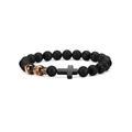 8mm matte onyx and tiger eye beaded bracelet with black cross pendant on white background - Yellow Tiger Eye