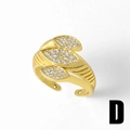Goldener Wickelring mit Blattmuster, Zirkonia-Einlage und verstellbarer Schiene - Stil D-Blatt Pavé
