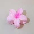 Pink plumeria flower hair claw clip with gradient petals for elegant hair styling - 1 Piece / #2 Magenta / Bulk Packaging