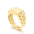 Goldener 316L Edelstahl-Siegelring mit Hammerschlag-Textur im minimalistischen Unisex-Stil - US 7 / Gold (KR107876-KJX)