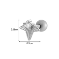 Silver wing ear stud with zircon inlay and 0.68cm by 0.7cm size measurement - Wing Geometric Style (0180-2# Silver)