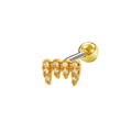 Gold-plated heart cartilage stud with sparkling zircon stones and round bead back - Gold Claw Inlaid Style (24042601-3)