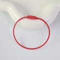 Red coated stainless steel wire keychain ring with screw connector for DIY luggage tags - Red